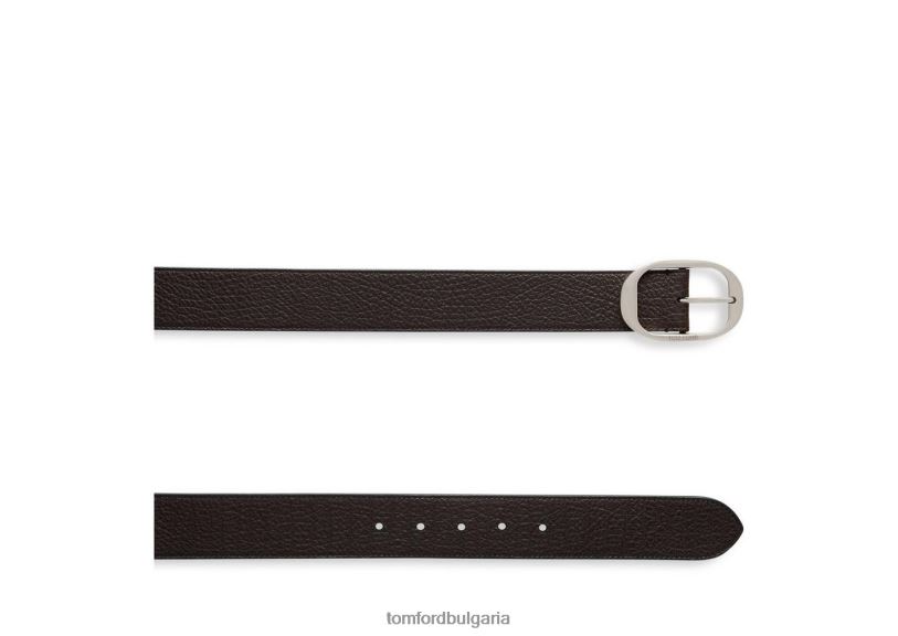 мъже аксесоар овален колан от зърнеста кожа шоколад TOM FORD B880D739