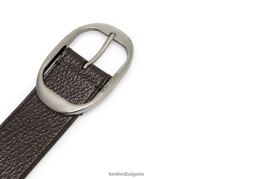 мъже аксесоар овален колан от зърнеста кожа шоколад TOM FORD B880D739