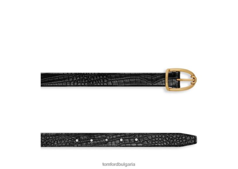 мъже аксесоар колан с ъглова катарама с щампован алигатор черен TOM FORD B880D741