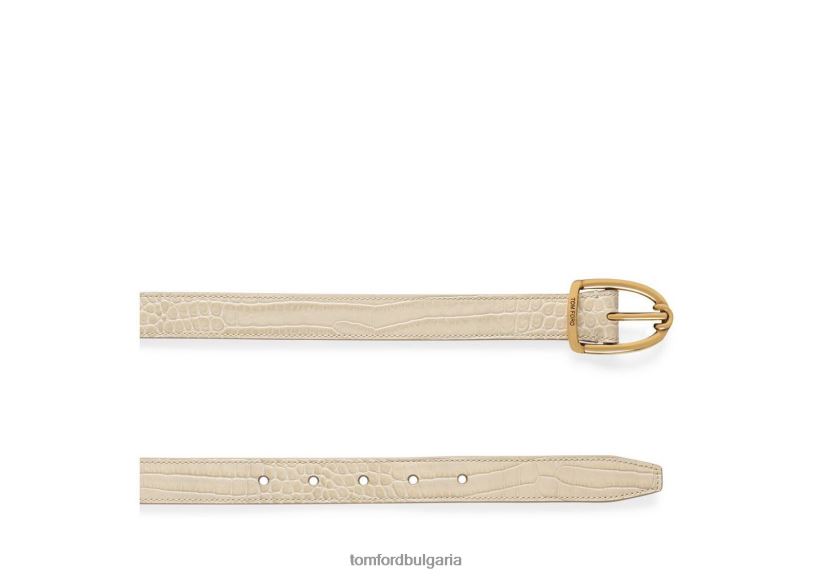 мъже аксесоар колан с ъглова катарама с щампован алигатор слонова кост TOM FORD B880D743