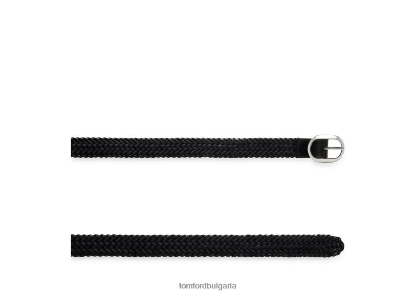 мъже аксесоар овален тъкан кожен колан черен TOM FORD B880D744