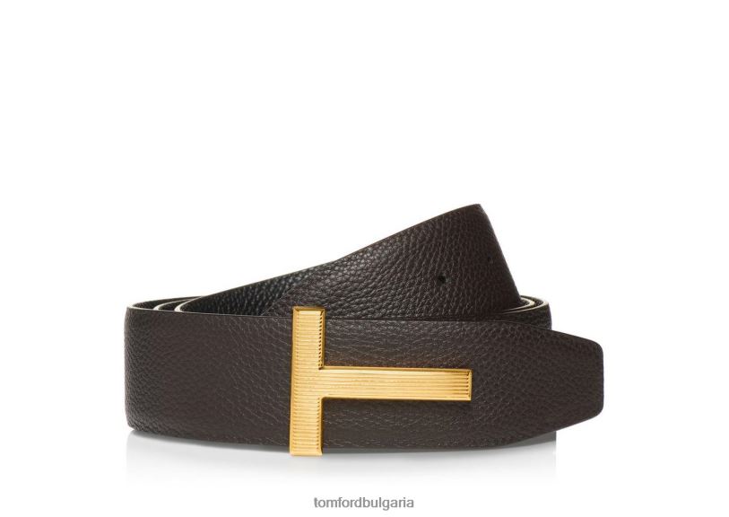 мъже аксесоар мек зърнест кожен колан кафяво + черно TOM FORD B880D752