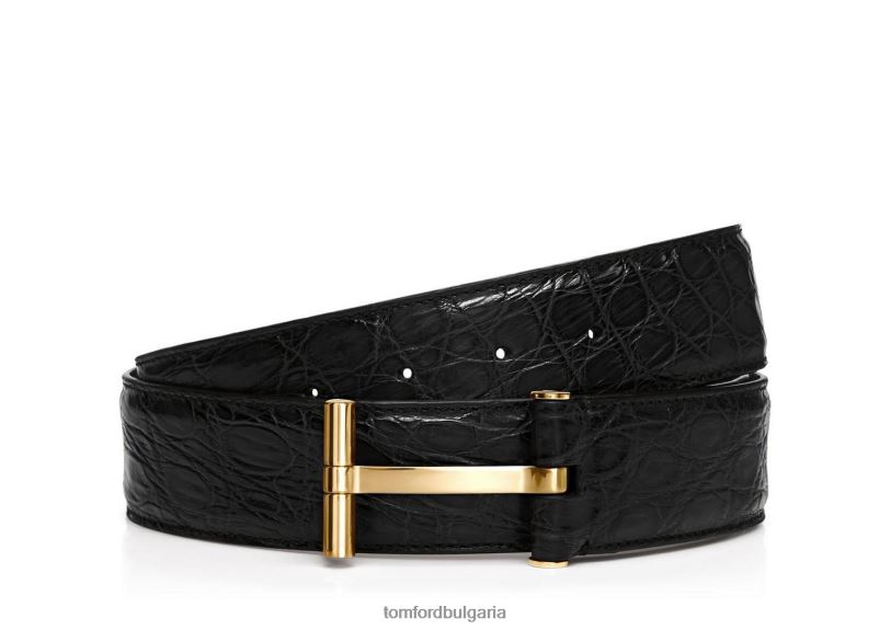 мъже аксесоар колан с крокодилска катарама черен TOM FORD B880D754