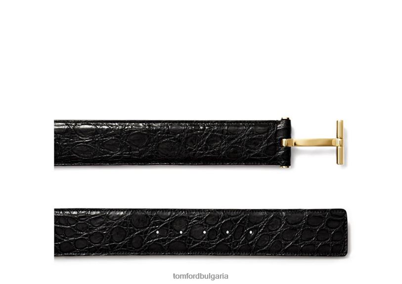 мъже аксесоар колан с крокодилска катарама черен TOM FORD B880D754