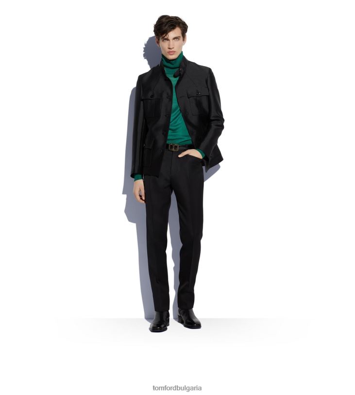 мъже аксесоар лачен кожен емайлиран колан с резба черен TOM FORD B880D755