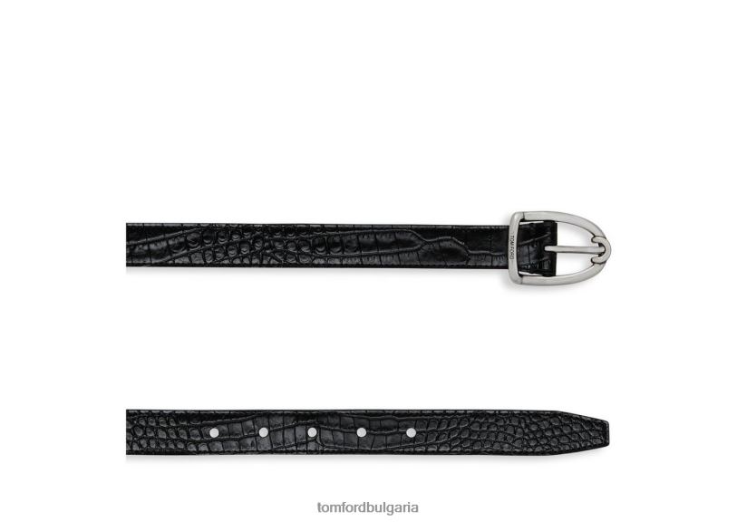 мъже аксесоар колан с ъглова катарама с щампован алигатор черен TOM FORD B880D757