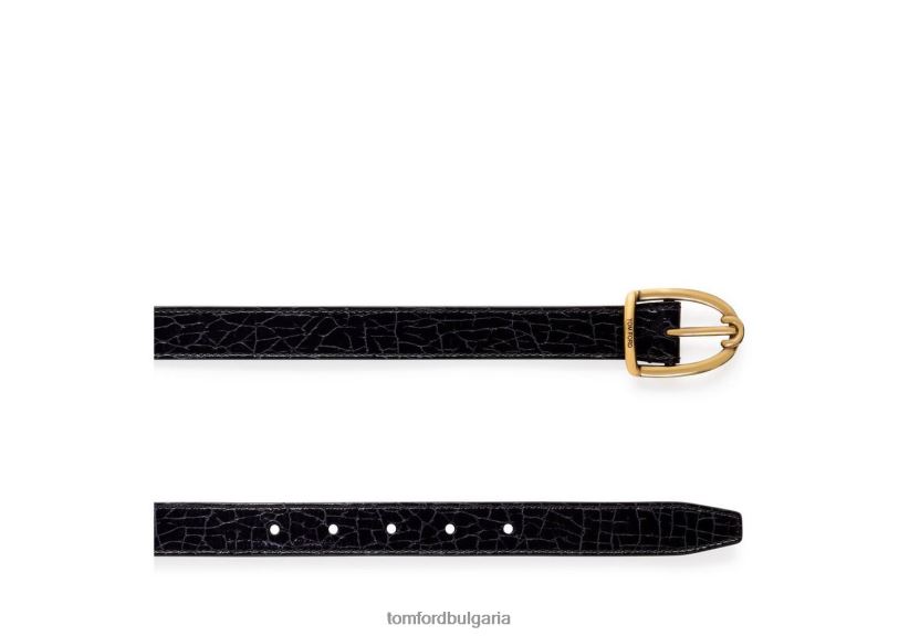 мъже аксесоар напукан кожен колан с ъглова катарама тъмно лилаво TOM FORD B880D760