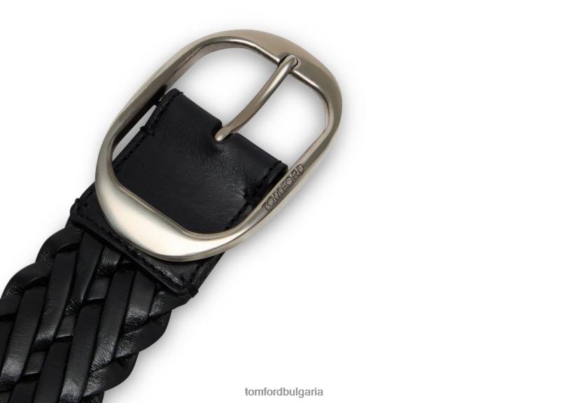 мъже аксесоар овален тъкан кожен колан черен TOM FORD B880D761