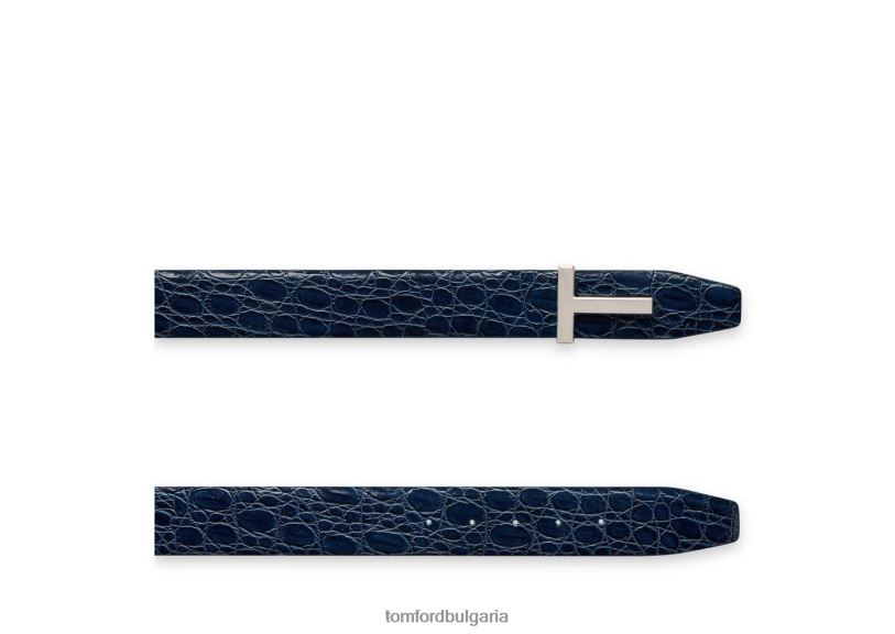 мъже аксесоар колан с икона на крокодил тъмно синьо TOM FORD B880D764