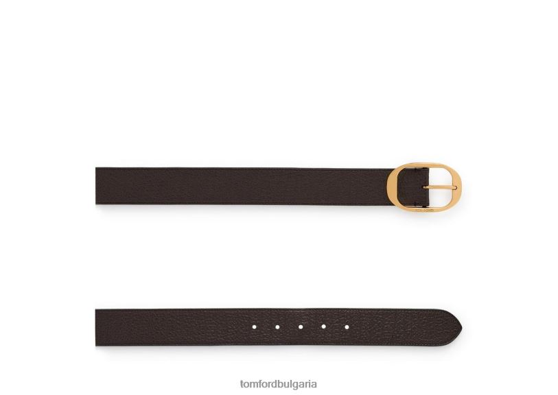 мъже аксесоар овален колан от зърнеста кожа шоколад TOM FORD B880D765