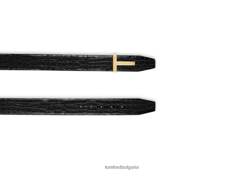 мъже аксесоар колан с икона на крокодил черен TOM FORD B880D767