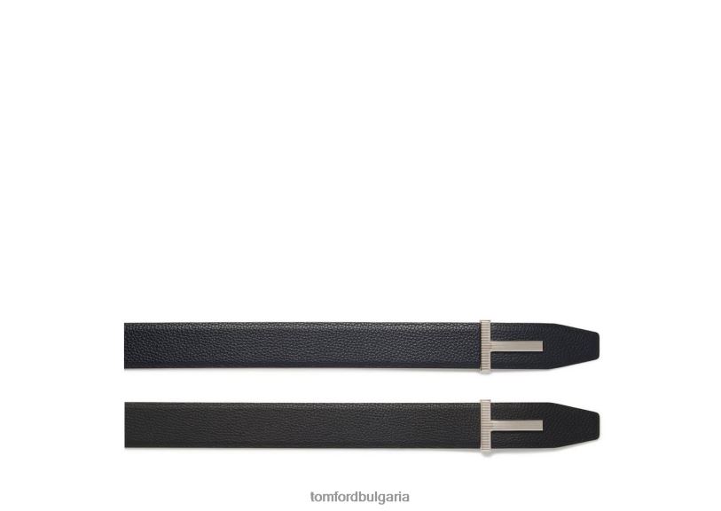 мъже аксесоар мек зърнест кожен колан тъмно синьо + черно TOM FORD B880D771