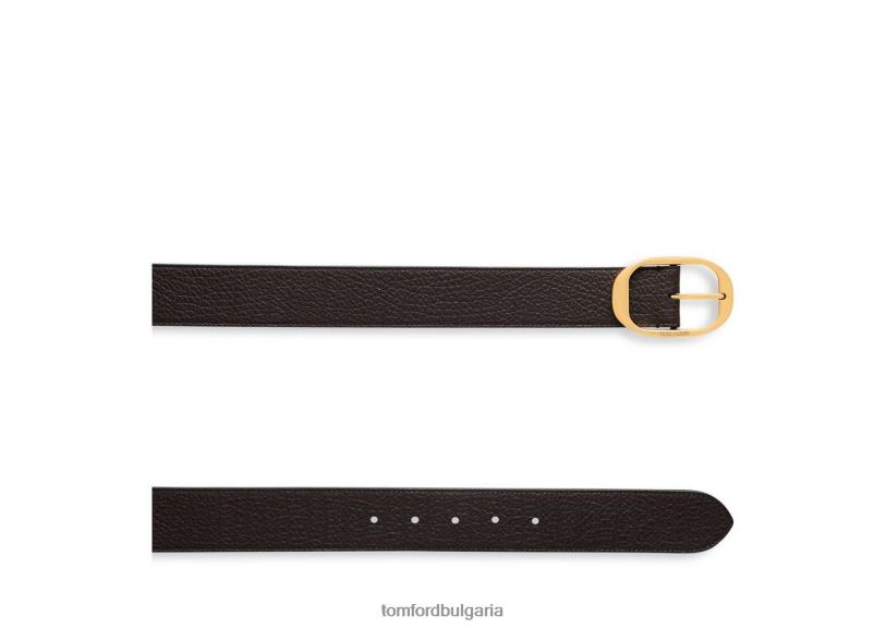 мъже аксесоар овален колан от зърнеста кожа шоколад TOM FORD B880D772