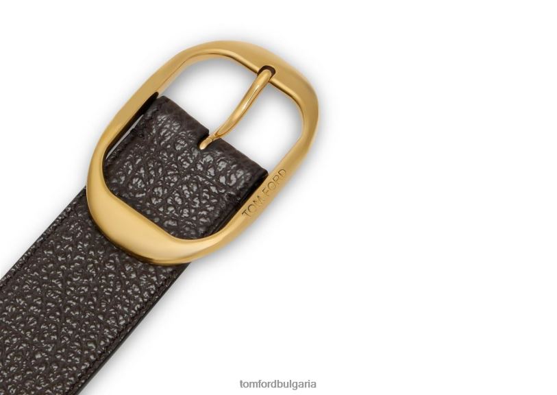 мъже аксесоар овален колан от зърнеста кожа шоколад TOM FORD B880D772