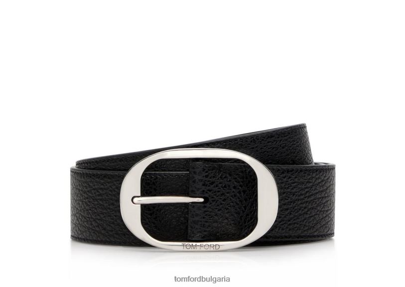 мъже аксесоар овален колан от зърнеста кожа черен TOM FORD B880D782