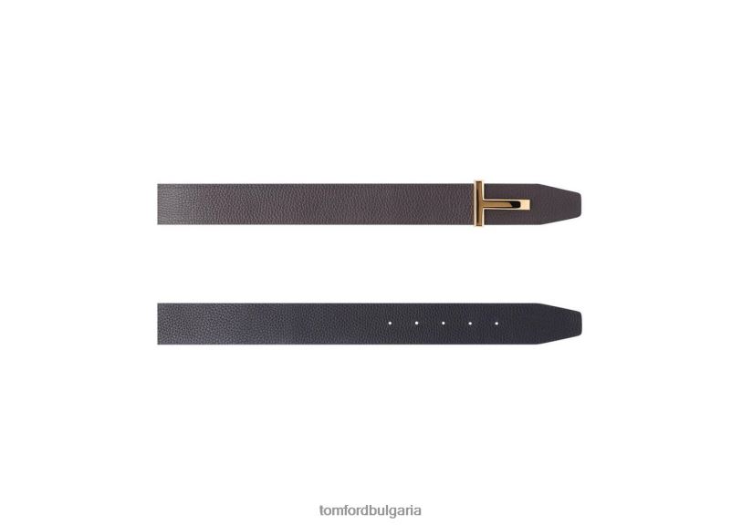 мъже аксесоар колан с икона от зърнеста кожа кафяво + черно TOM FORD B880D784