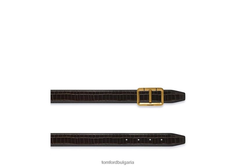 мъже аксесоар t колан с лъскави щампован крокодил шоколад TOM FORD B880D746