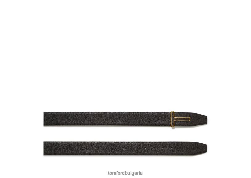 мъже аксесоар зърнеста кожа и гладка кожена кожена вложка t колан тъмно кафяво TOM FORD B880D748