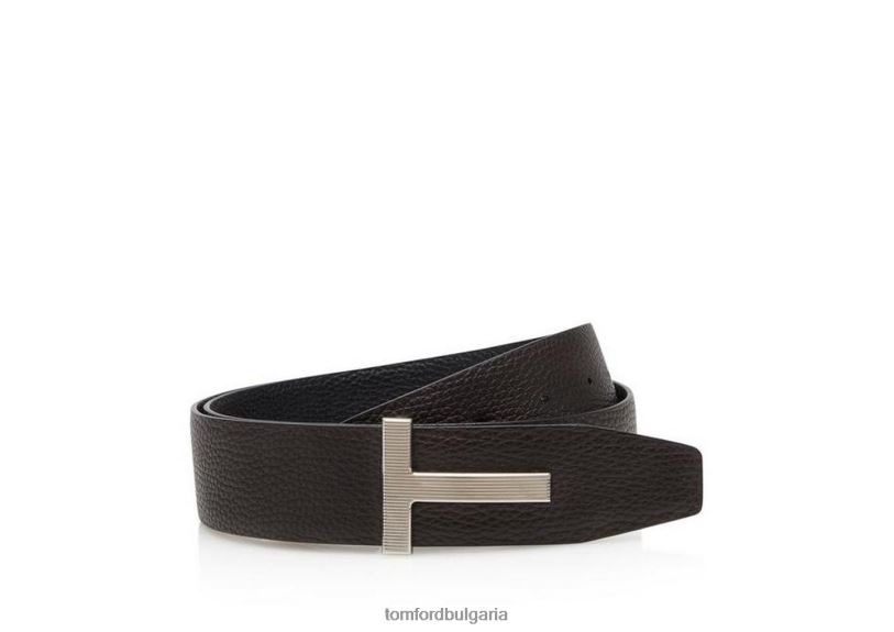 мъже аксесоар кожен колан от паладий t ръб кафяво + черно TOM FORD B880D762