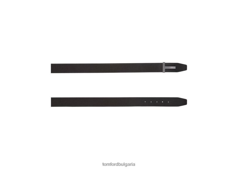 мъже аксесоар кожен колан от паладий t ръб кафяво + черно TOM FORD B880D762