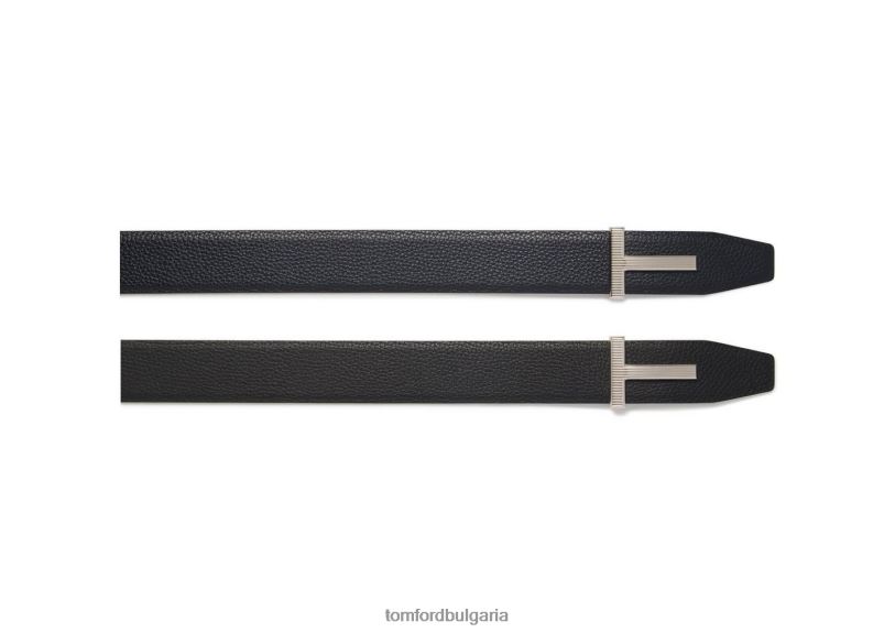 мъже аксесоар кожен колан от паладий t ръб тъмно синьо + черно TOM FORD B880D763