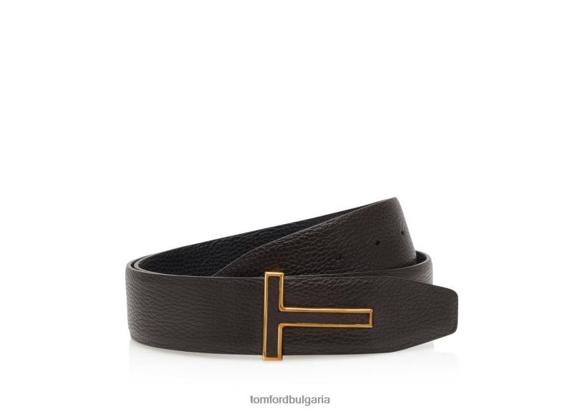 мъже аксесоар зърнеста кожена вложка катарама t колан тъмно кафяво TOM FORD B880D777