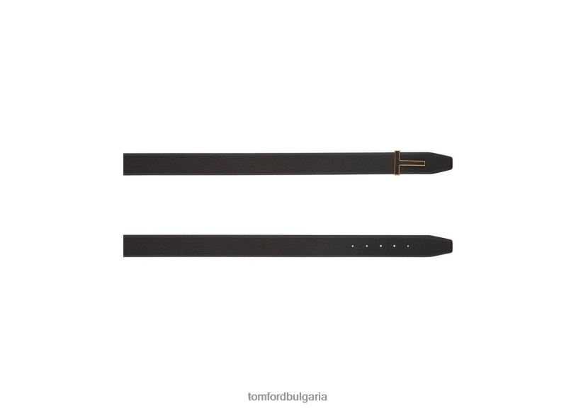 мъже аксесоар зърнеста кожена вложка катарама t колан тъмно кафяво TOM FORD B880D777