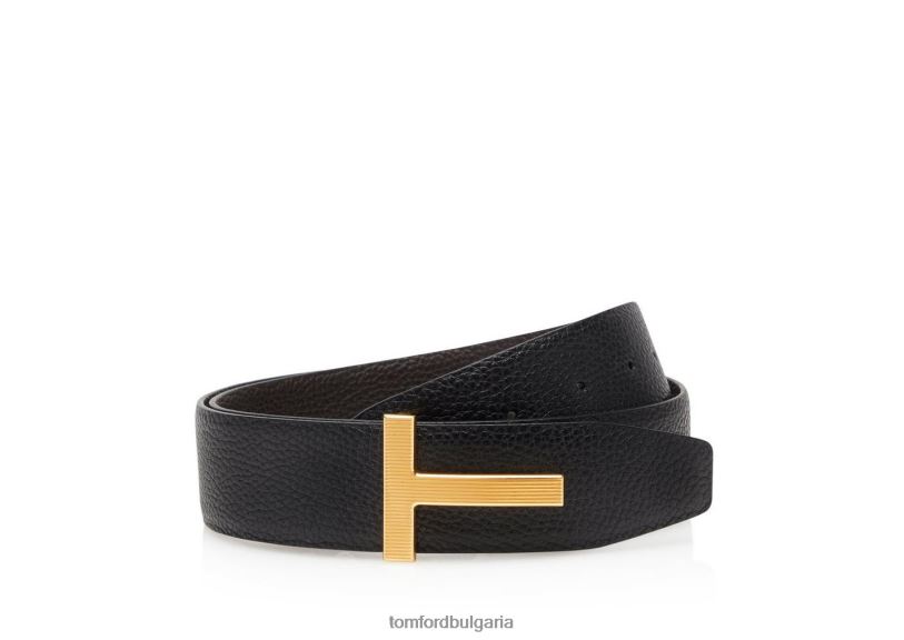 мъже аксесоар t колан от зърнеста кожа кафяво + черно TOM FORD B880D783