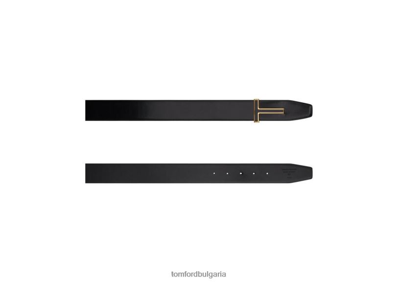 мъже аксесоар гладка кожена емайлирана вложка t колан черен TOM FORD B880D785