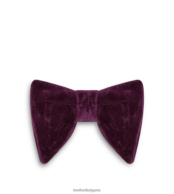 мъже аксесоар папийонка от копринена вискоза и кадифе магента божур TOM FORD B880D907