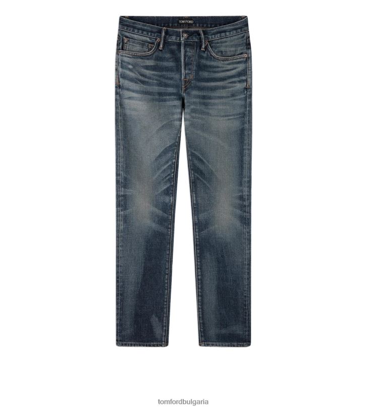 мъже облекло прилепнал деним синьо от 70-те TOM FORD B880D263
