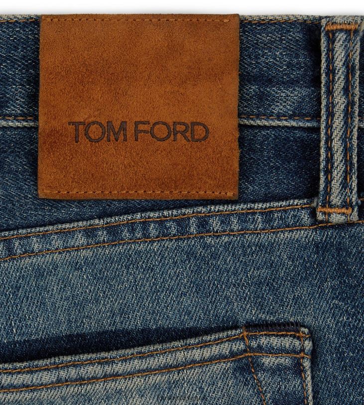 мъже облекло прилепнал деним синьо от 70-те TOM FORD B880D263