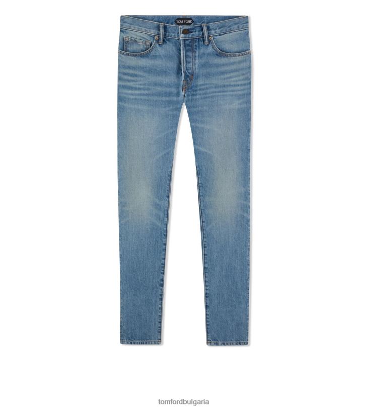 мъже облекло състарен светъл изпран тесен деним измито синьо TOM FORD B880D247