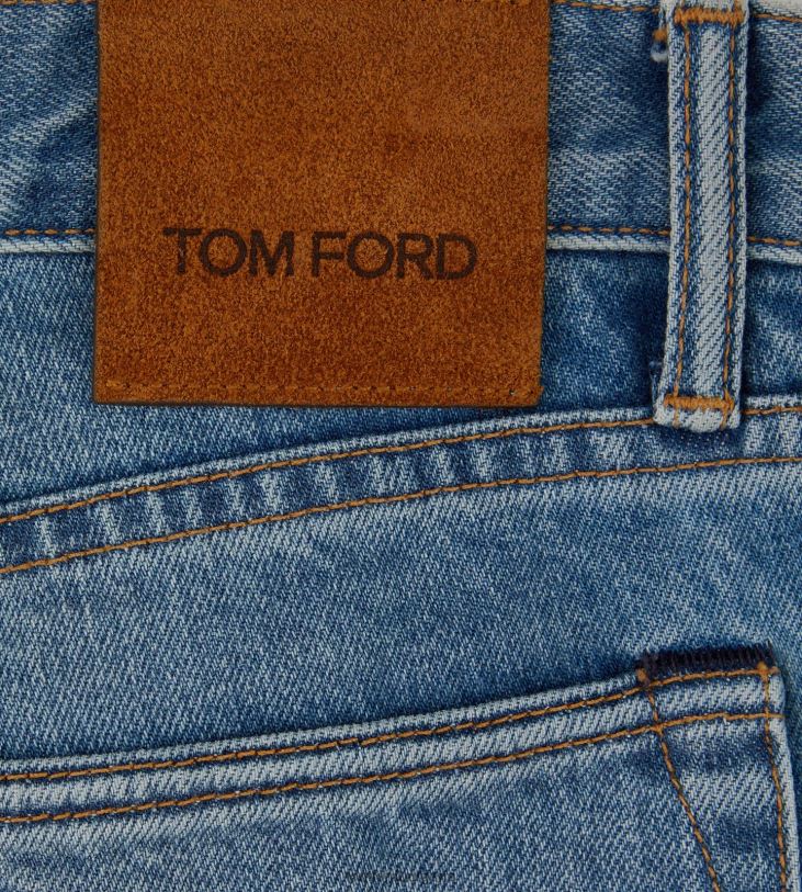 мъже облекло състарен светъл изпран тесен деним измито синьо TOM FORD B880D247