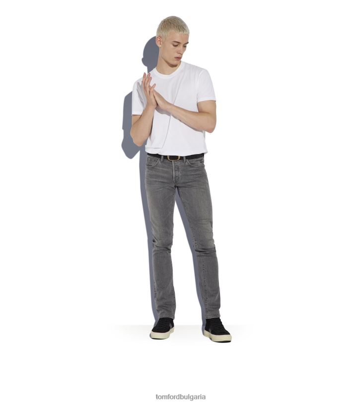 мъже облекло прави японски дънки с ръбове сиво TOM FORD B880D259