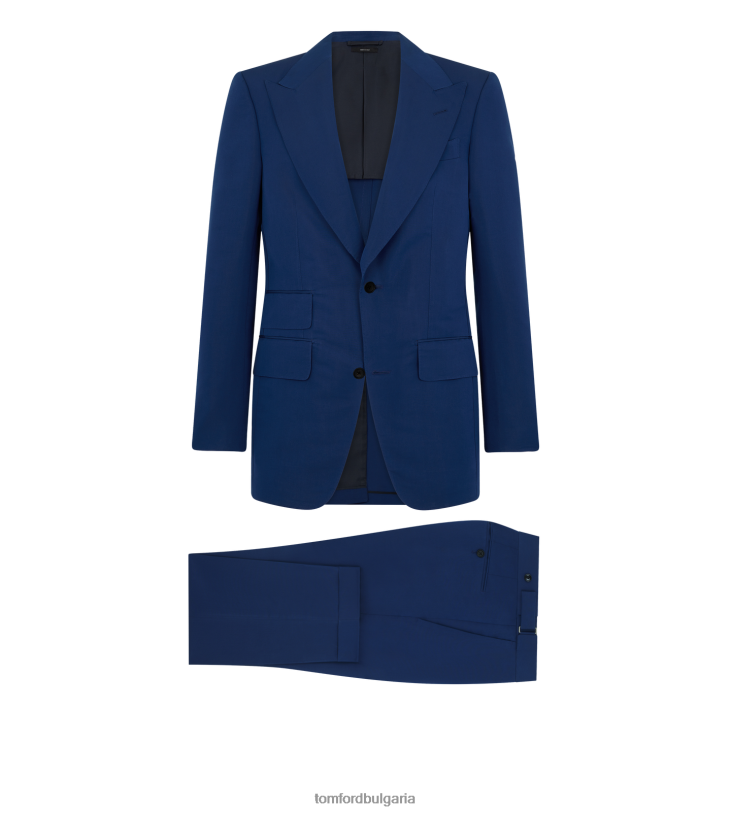 мъже облекло фин костюм от поплин синьо от 70-те TOM FORD B880D4