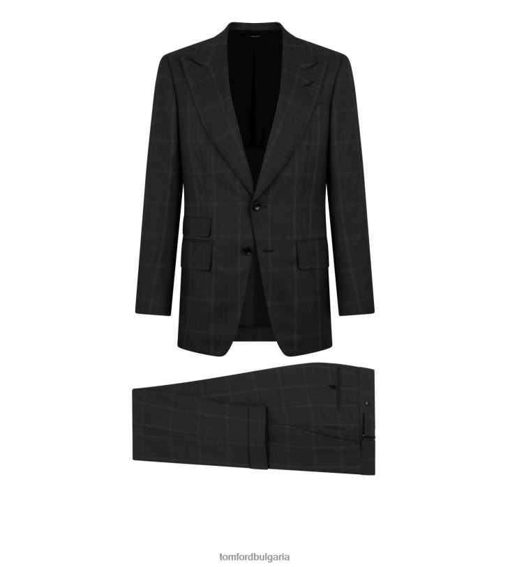 мъже облекло прозорец шелтън костюм тъмно сив TOM FORD B880D10