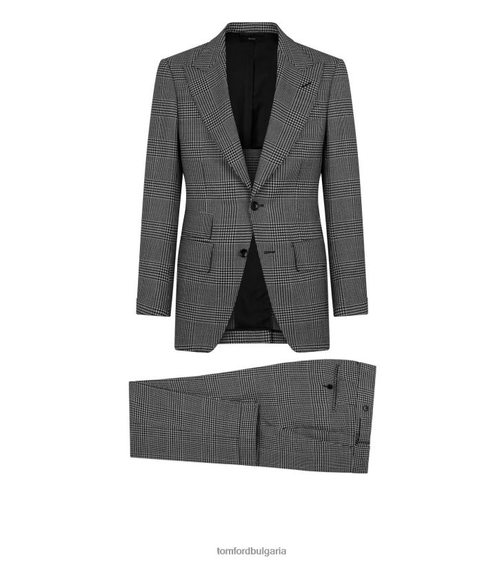 мъже облекло мохер копринен костюм atticus Черно бяла TOM FORD B880D6