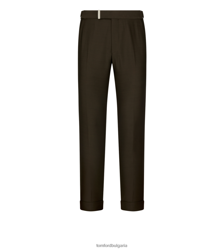 мъже облекло панталон от органза и копринен поплин тъмен шоколад TOM FORD B880D403