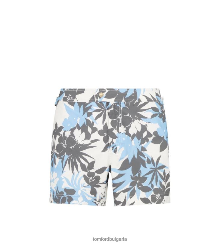 мъже облекло къс бански с принт на тропически цветя синьо + кремаво TOM FORD B880D408
