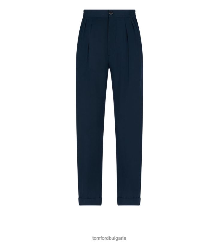 мъже облекло олекотен плисиран панталон от лиоцел мастилено синьо TOM FORD B880D421