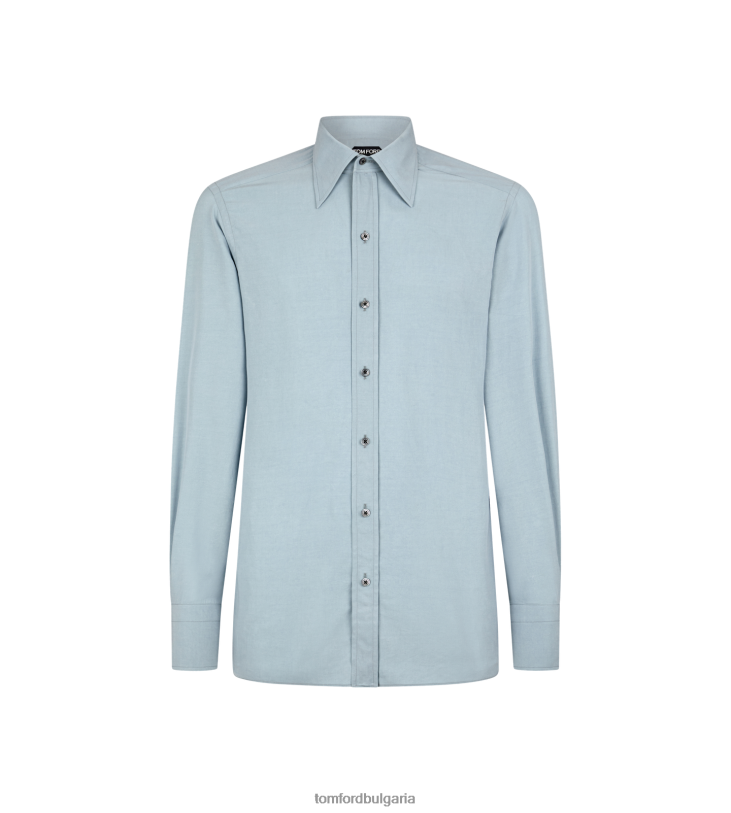 мъже облекло тениска с копринен парашут сребристо синьо TOM FORD B880D175