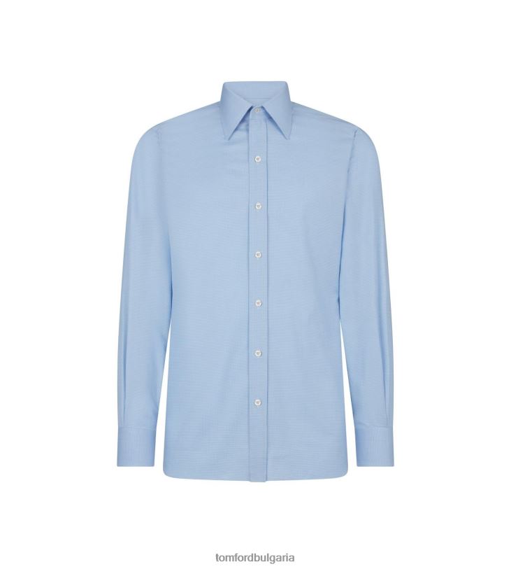 мъже облекло прилепнала риза с микро гръбнака светло синьо TOM FORD B880D181