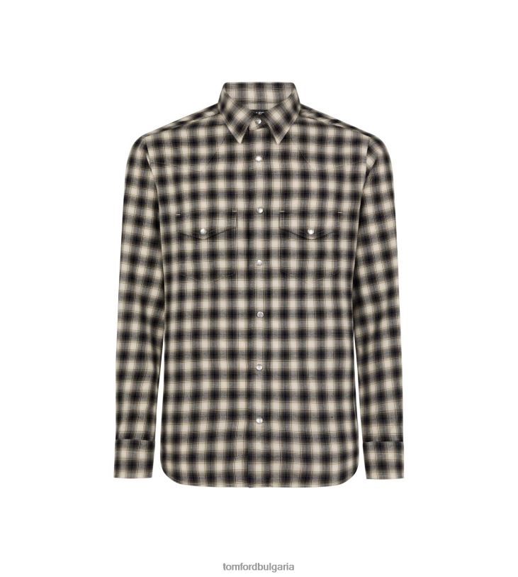 мъже облекло риза в западно каре комбинирано тъмно зелено TOM FORD B880D183