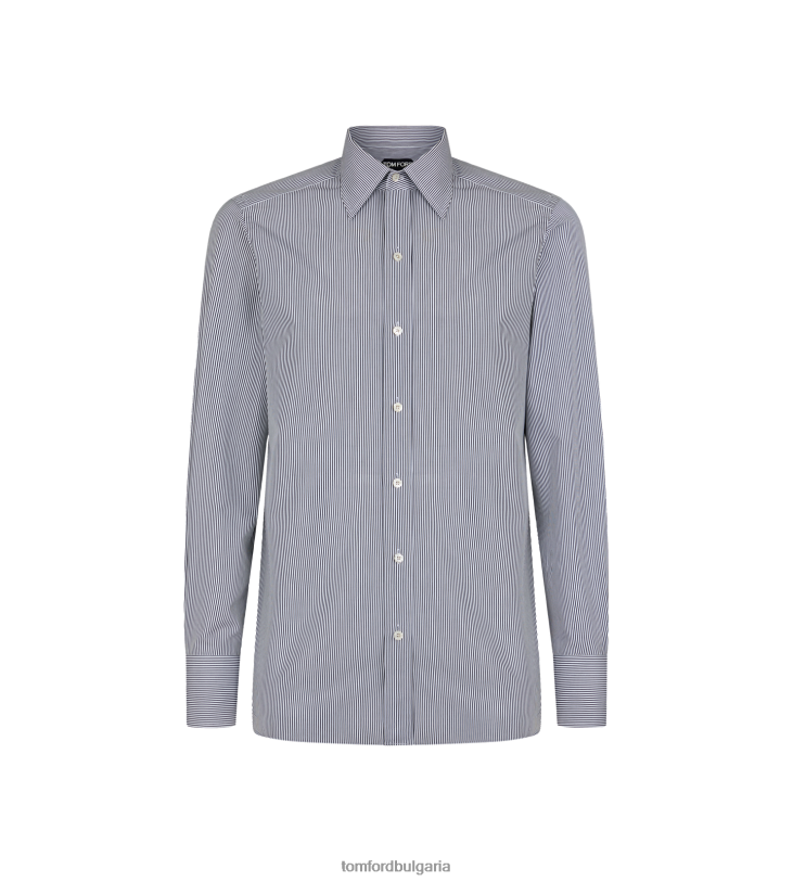 мъже облекло прилепнала риза на райета бял черен TOM FORD B880D189