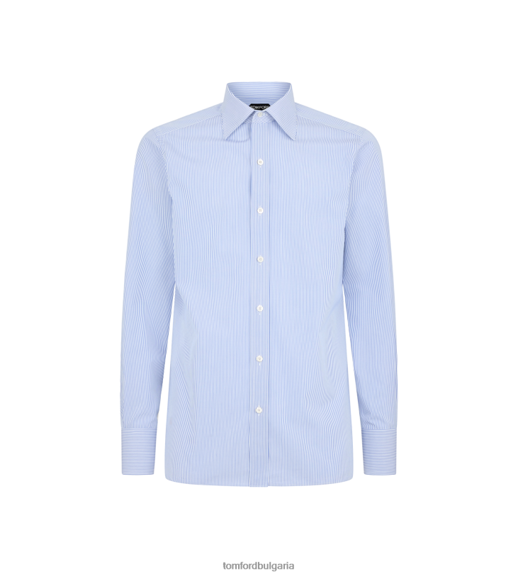 мъже облекло прилепнала риза на райета бяло и синьо TOM FORD B880D190