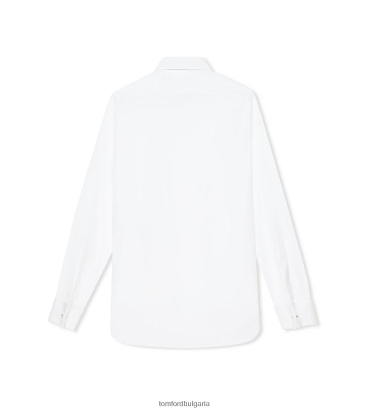 мъже облекло прилепнала риза от поплин оптично бяло TOM FORD B880D197