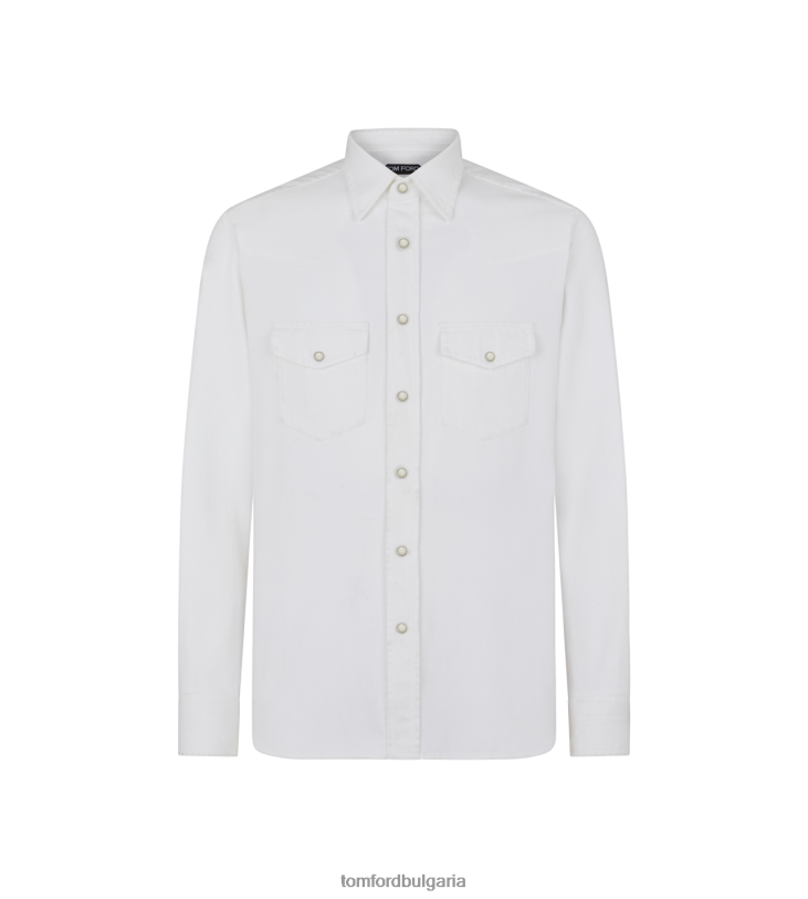 мъже облекло дънкова уестърн риза бяло TOM FORD B880D199