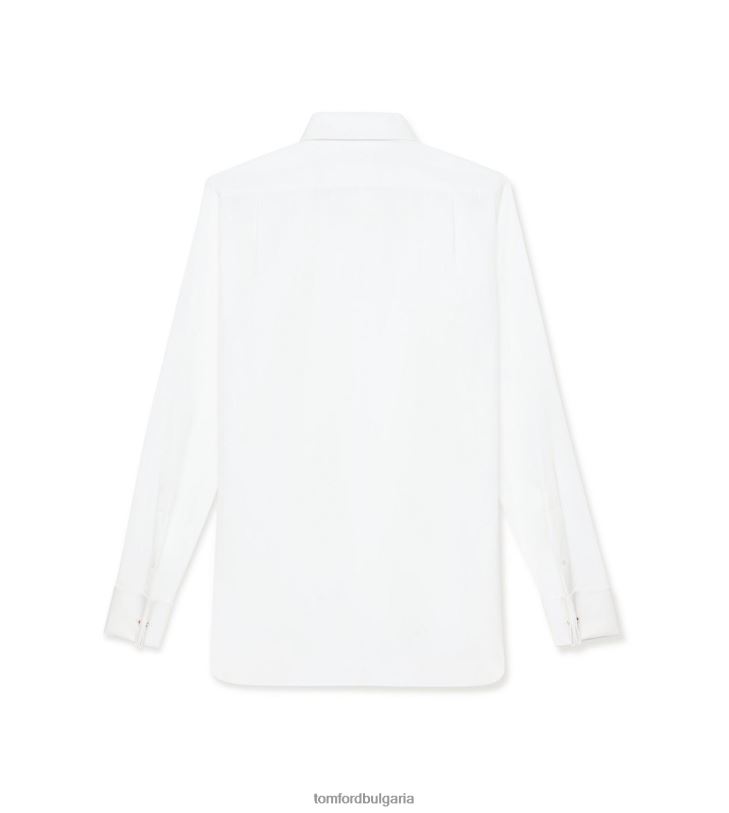 мъже облекло класическа риза от поплин оптично бяло TOM FORD B880D201