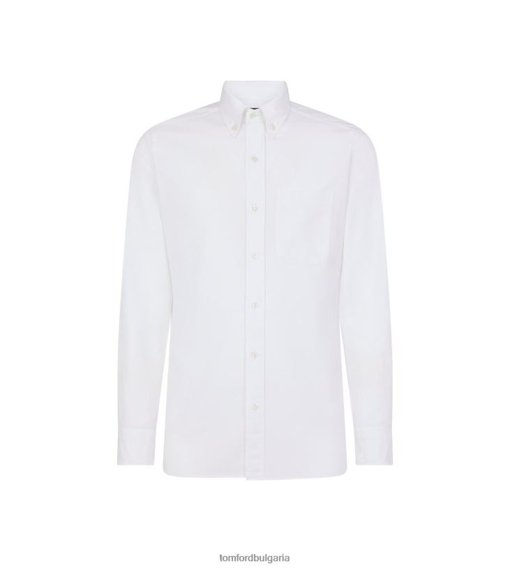 мъже облекло тениска американска оксфордска риза бяло TOM FORD B880D202